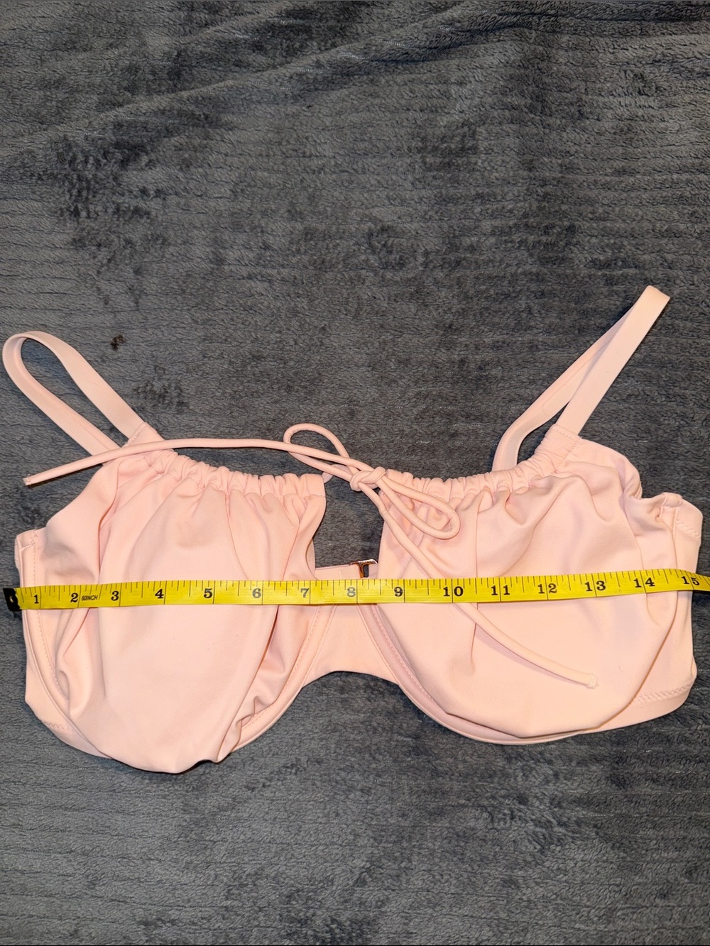 Shade & Shore Light Pink Underwire Swim Bra with Front Tie